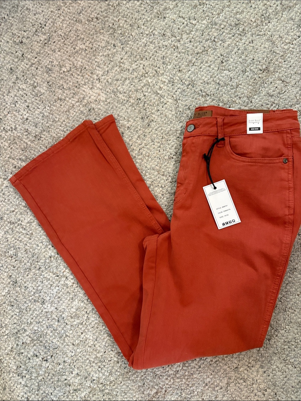 Judy Blue terracotta mid rise flare jeans Size 15/32